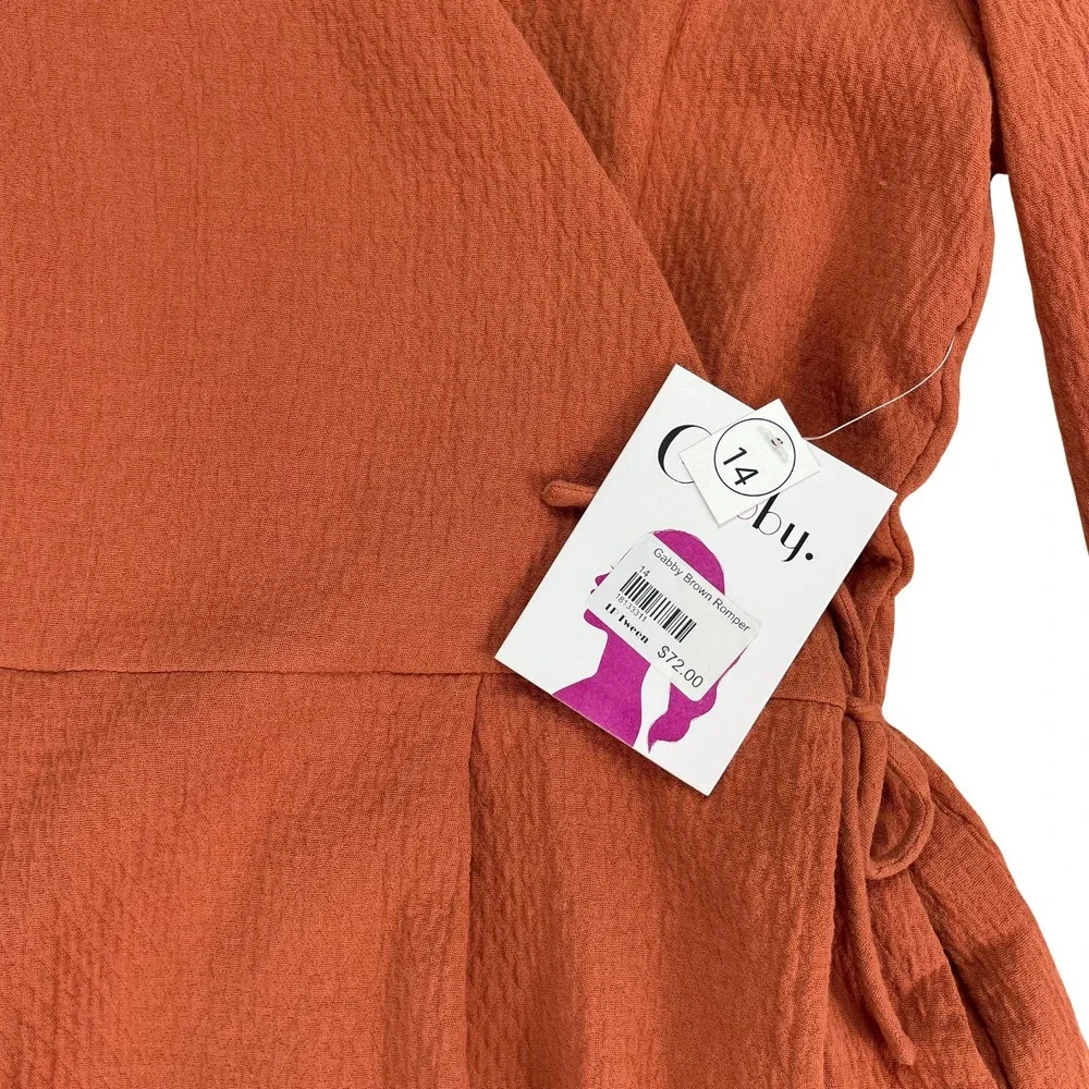 Luli &‎ Me Gabby Girls Grace Wrap Romper Rust 100% Cotton Sz M Cottage Boho